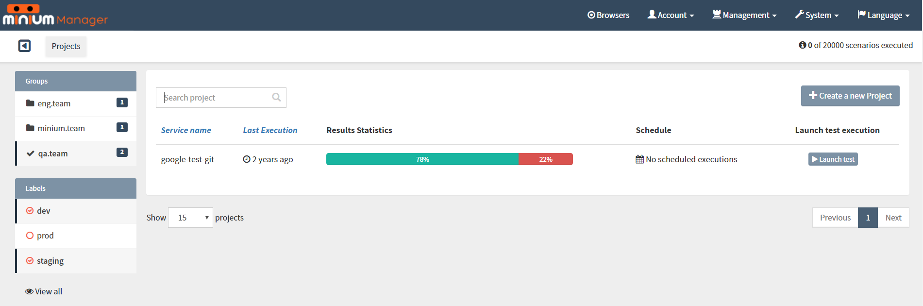 projects sidebar