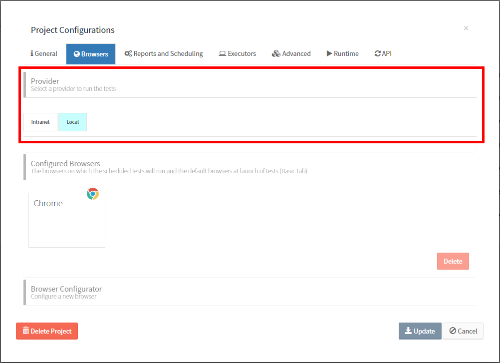 project browsers multiple providers