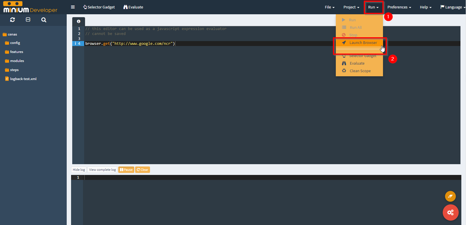 open browsers menu