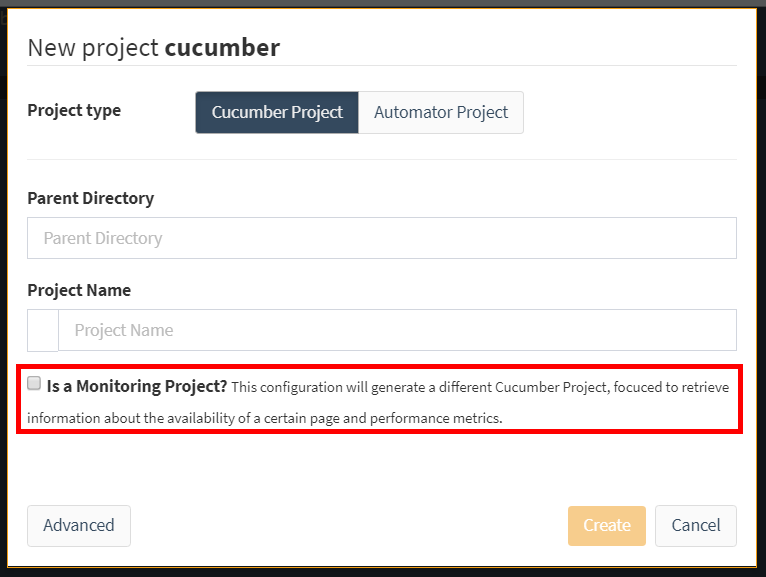 create monitoring project