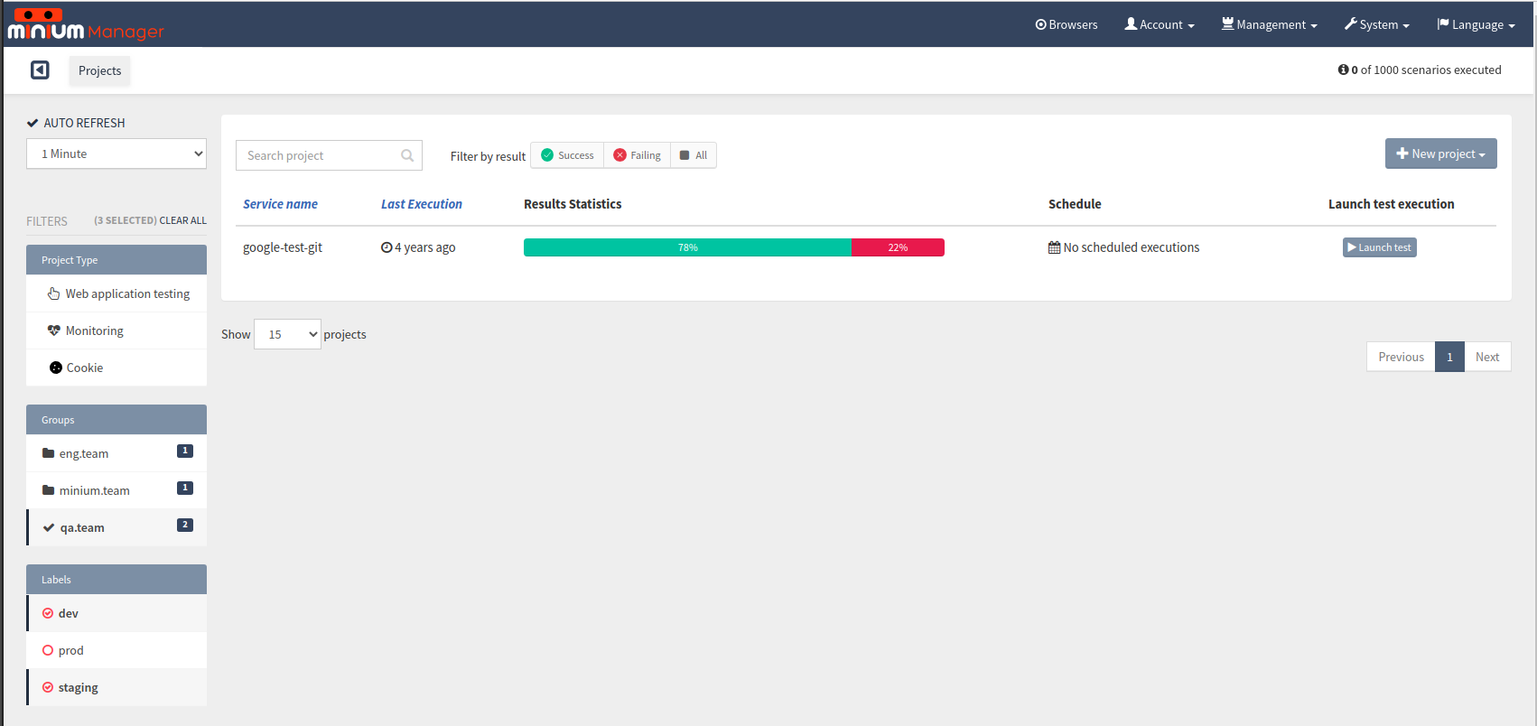 projects sidebar