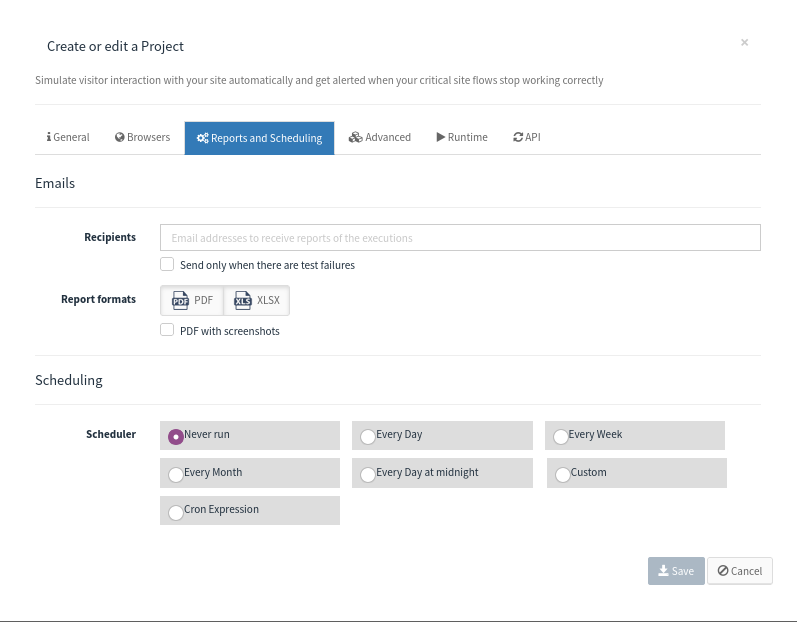new project reports webapp