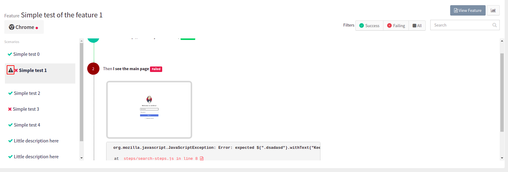 regressions warning feature page