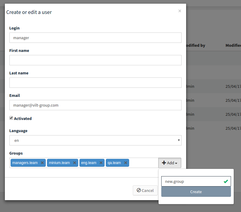 groups create new editing