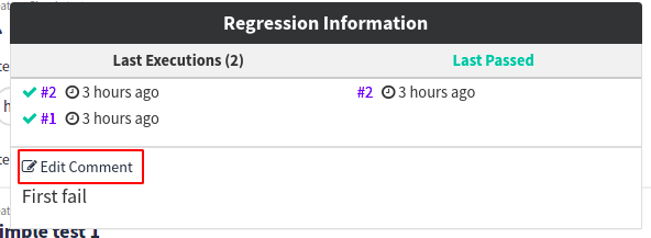 regressions widget execution edit comment