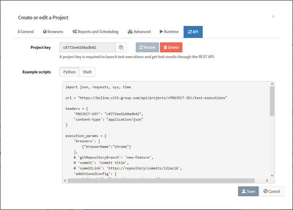 new project api