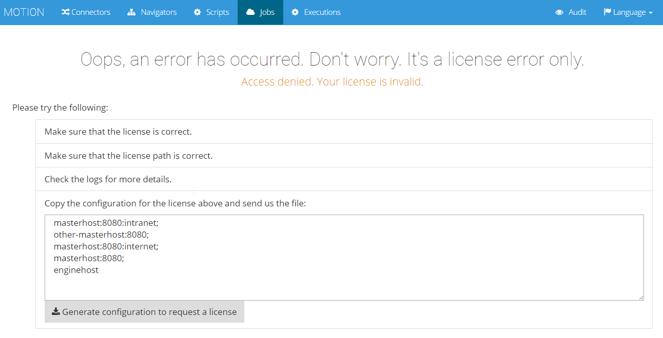 license error