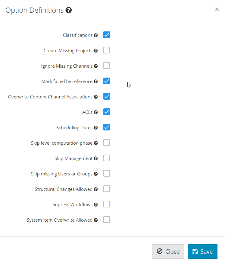 job option definitions