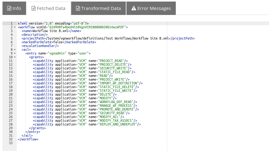 audit item fetched data