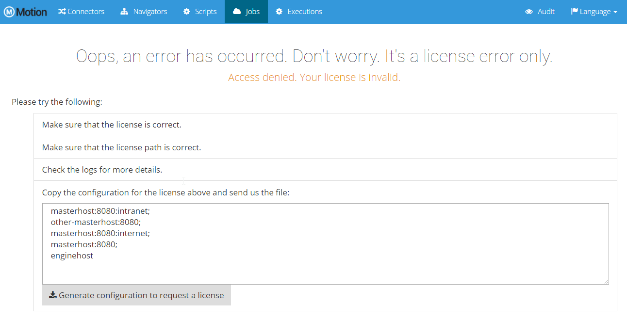 license error