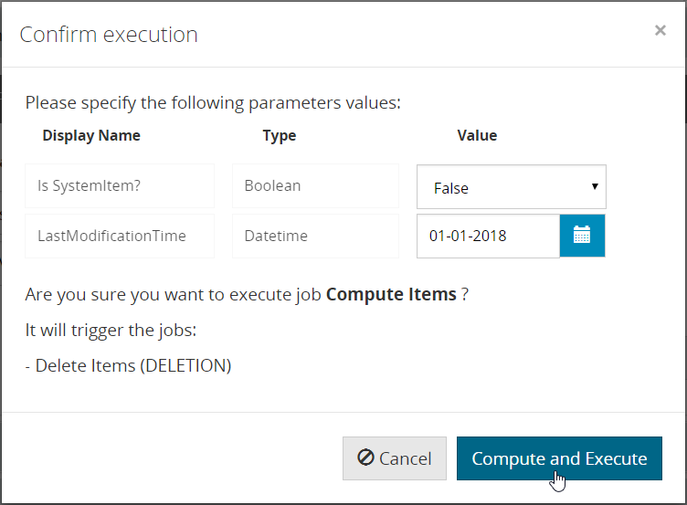 job parameterized execute